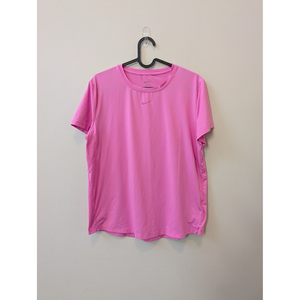 Nike One Dri-FIT Womens Pink Short Sleeve T-Shirt Medium Center Swoosh